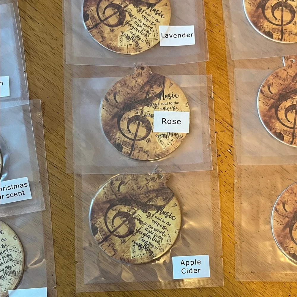 Musical Note Quote Double Sided Flat Scented Paper Ornaments Set of 9 New